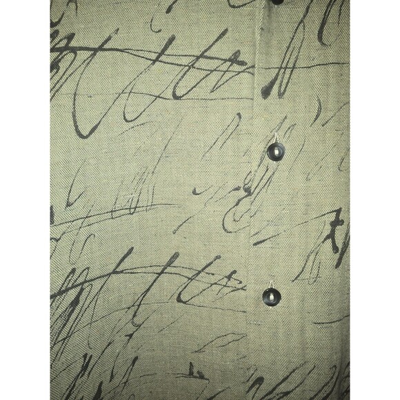 Vintage Merseta Italy Shirt Mens M Beige Herringbone Abstract Print Button Up - Picture 9 of 16